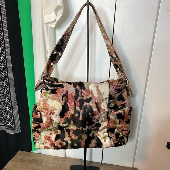 Made in Italy - Calf hair Marbled Multicolor Women's Bag - side pockets- Pinks & - Picture 3 of 4